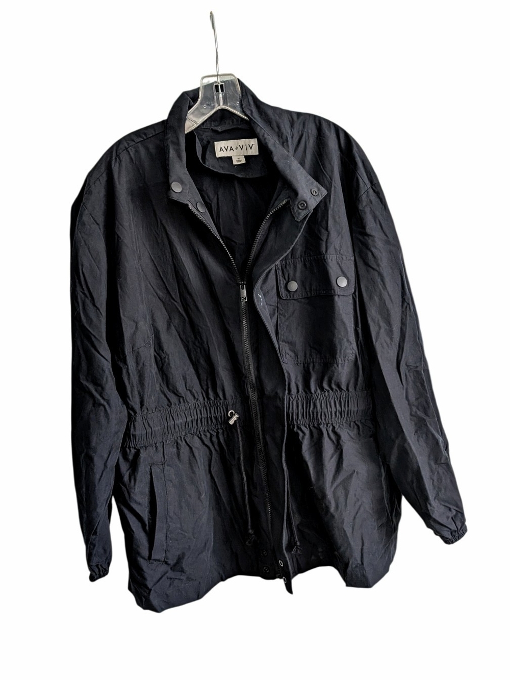 Ava & Viv Black Anorak Utility Jacket Cinched Waist Size 1X